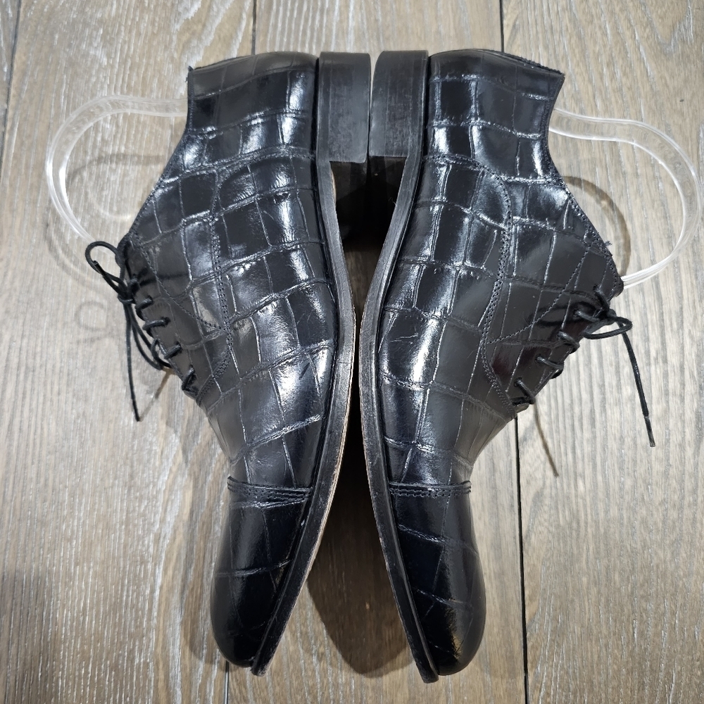 Paul Fredrick Black Crocodile Pattern Oxfords - Picture 4 of 9